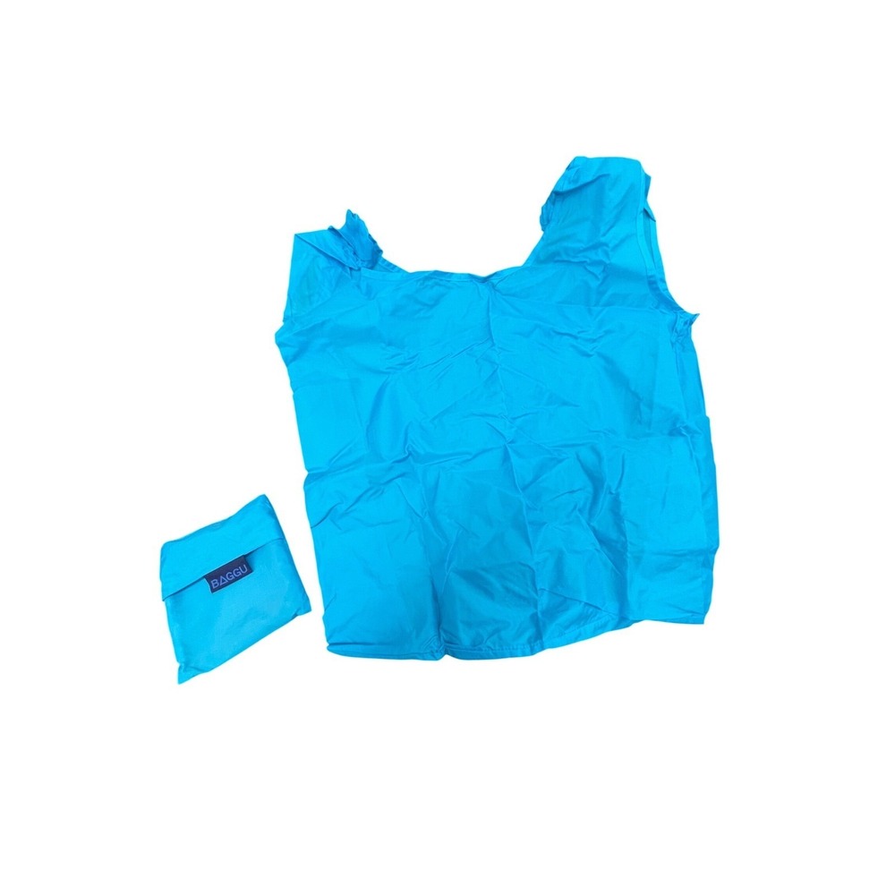 BAGGU Standard Reusable Bag Turquoise Blue Eco Friendly Ripstop Nylon Tote I07